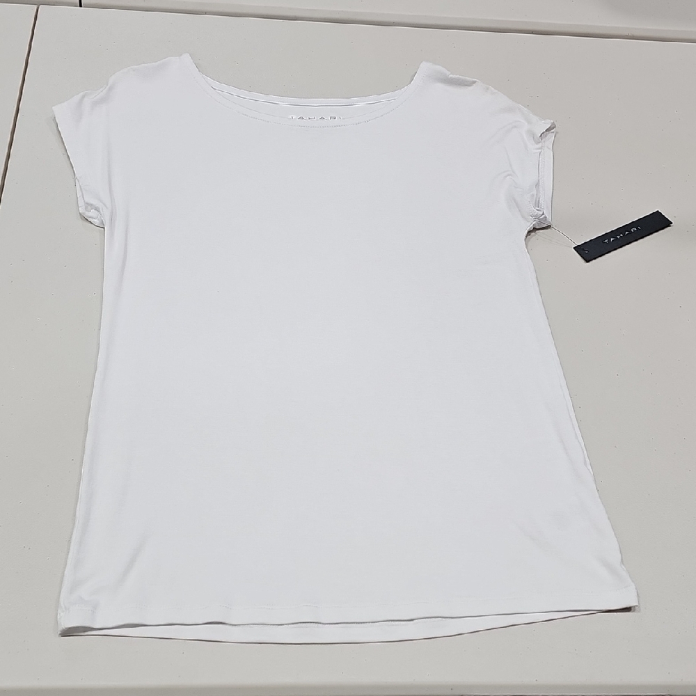 Tahari White Cap Sleeve T-Shirt